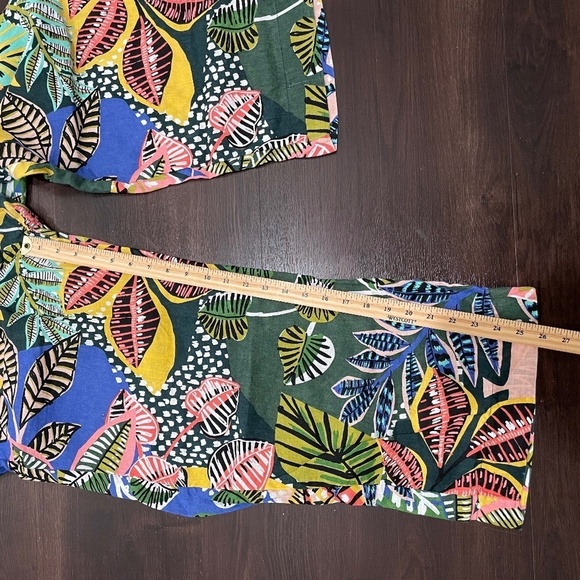 Cynthia Rowley Tropical/Floral 100% Linen Wide Leg Pants - Picture 4 of 8